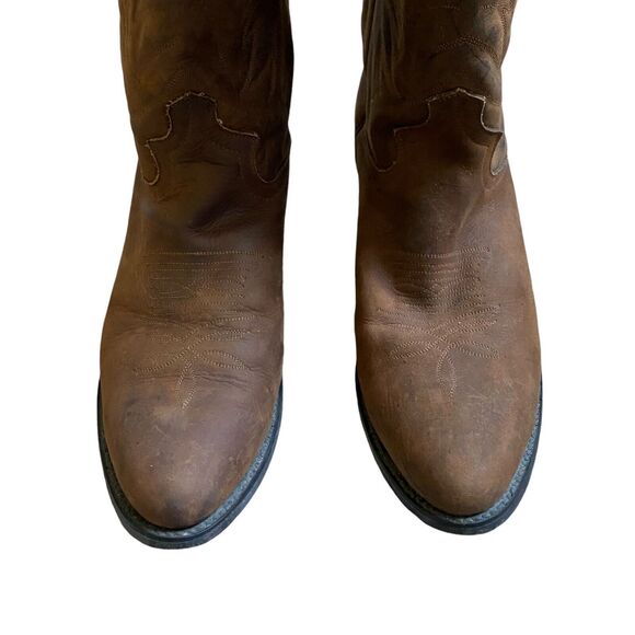 Vintage Justin Diamond Western Cowboy Boots 11B EU 45 Brown Hand Stitched - Picture 3 of 7